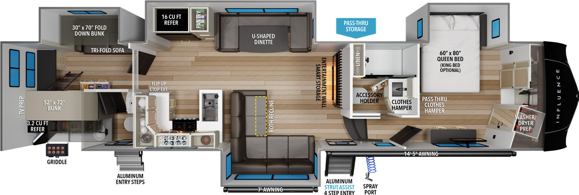 2026 Grand Design Influence 3904BH floorplan