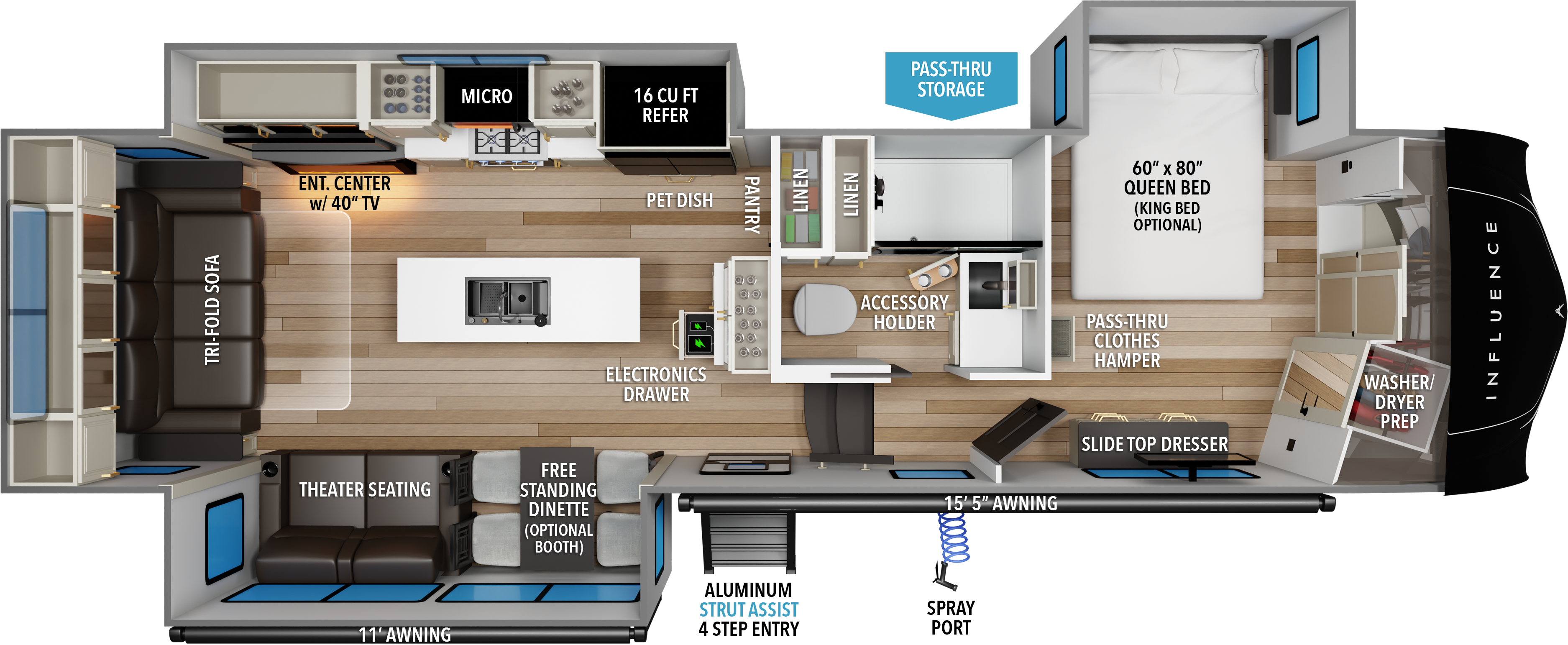 2027 Grand Design Influence 3003RL floorplan