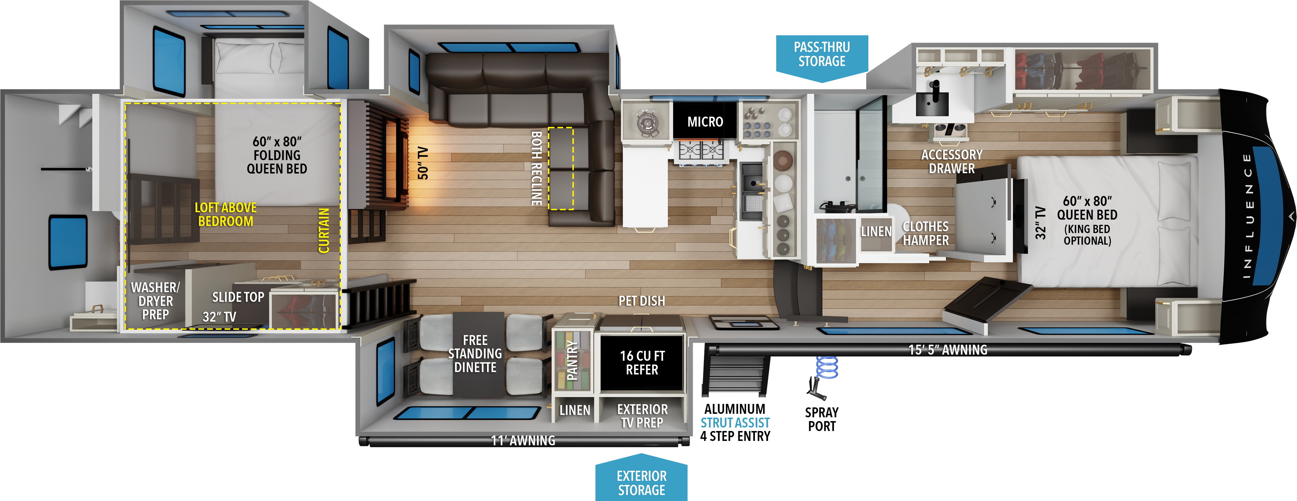 2027 Grand Design Influence 3804DS floorplan