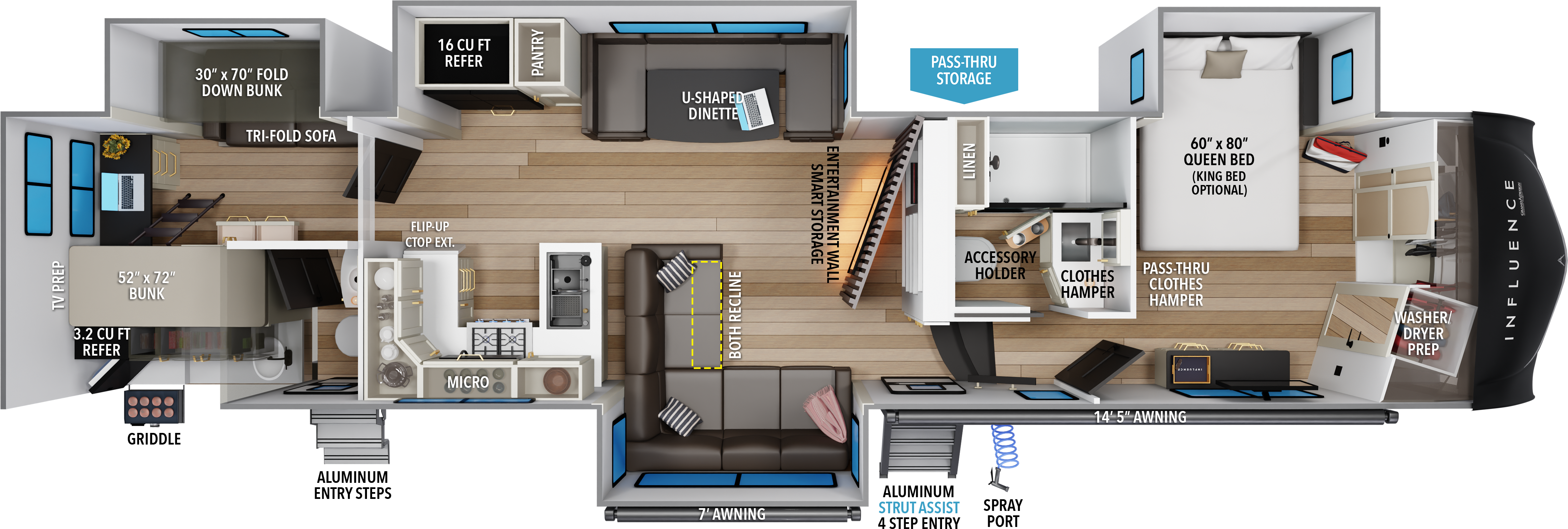 2027 Grand Design Influence 3904BH floorplan